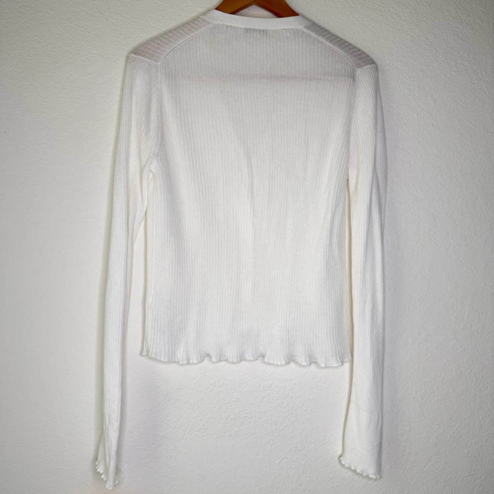 Vince Ribbed Cotton Cardigan Sweater V-Neck - Picture 10 of 11